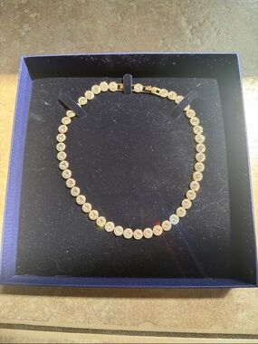 Swarovski Gold Crystal Round-Link Necklace